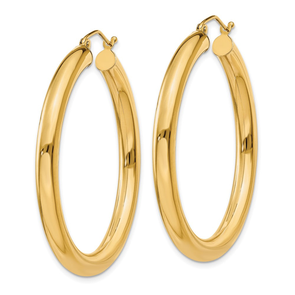 14K 4x Polished Lightweight Tube Hoop Earrings