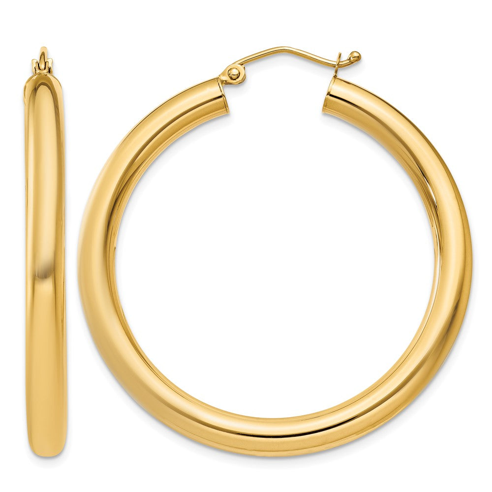 14K 4x Polished Lightweight Tube Hoop Earrings