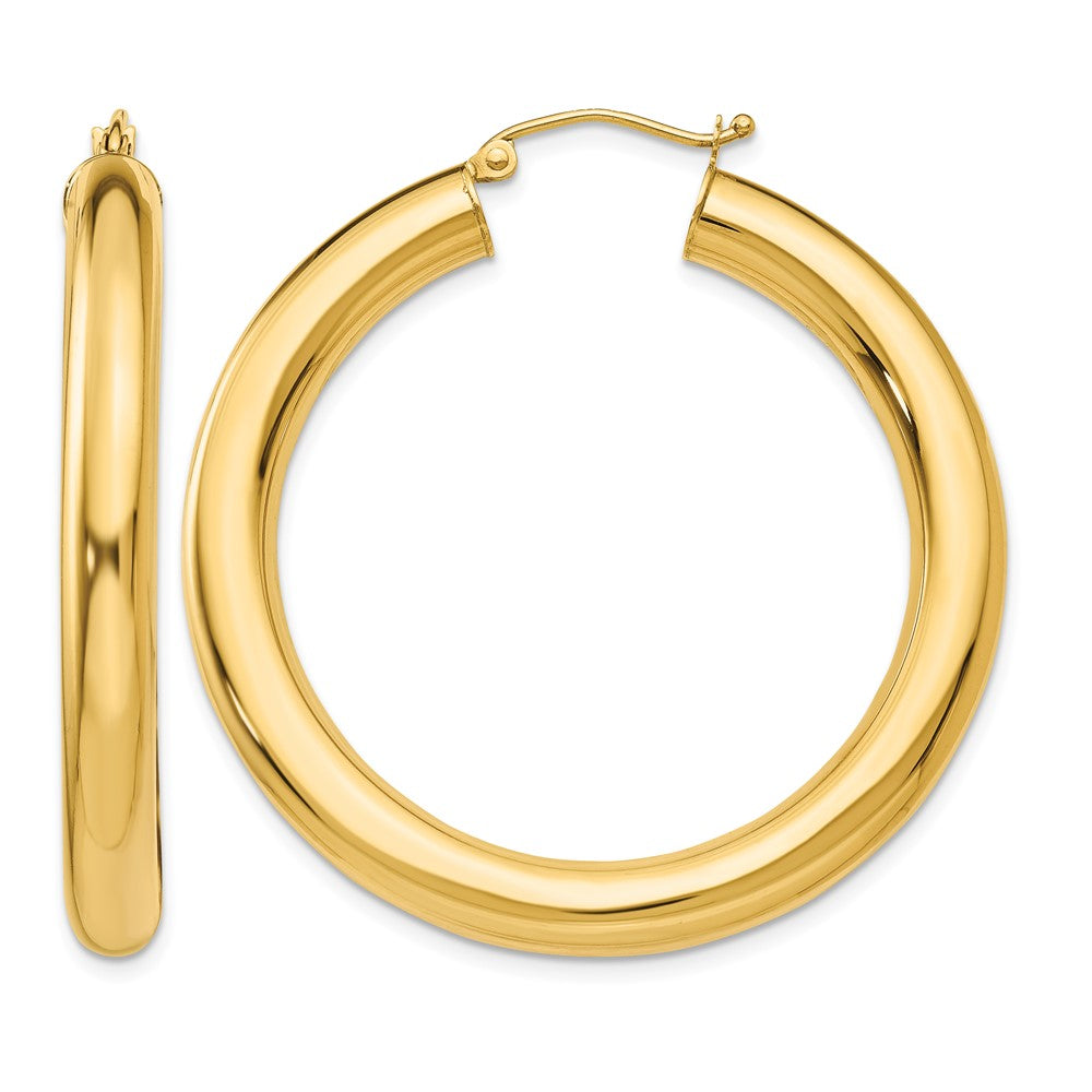 14k 5x Polished Tube Hoop Earrings