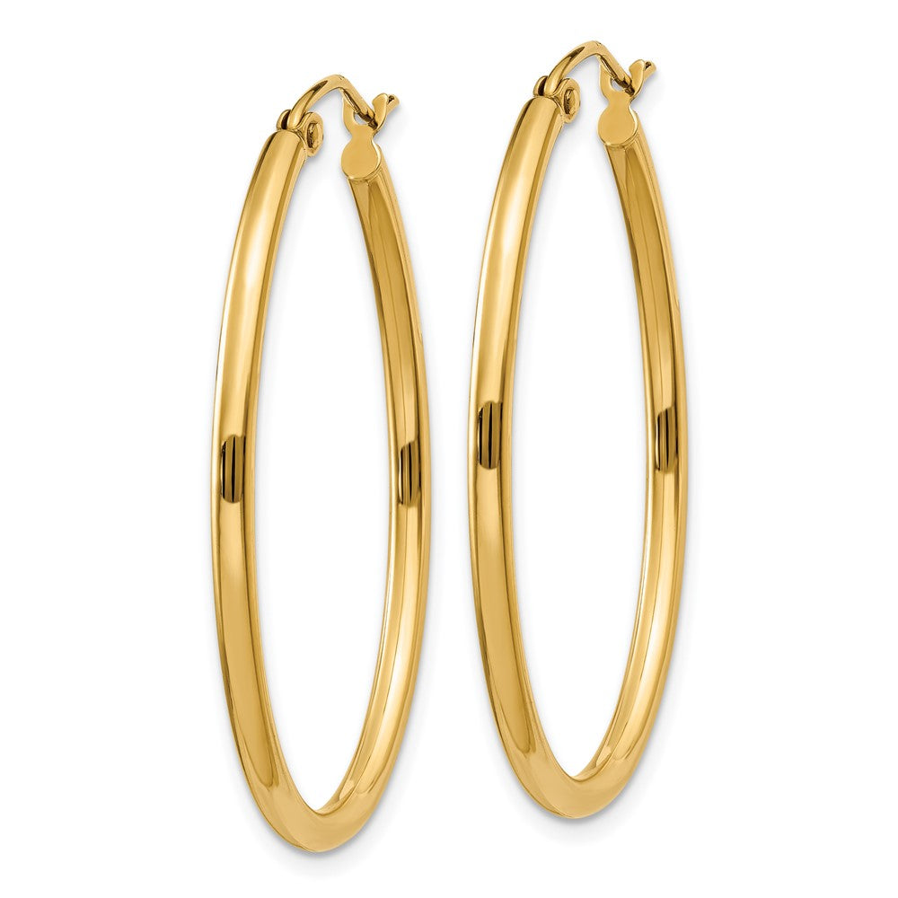 14k 2x Oval Polished Tube Hoop Earrings