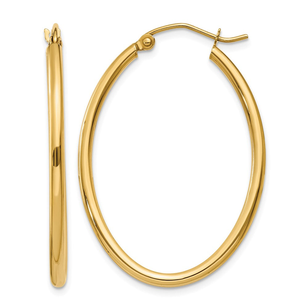 14k 2x Oval Polished Tube Hoop Earrings