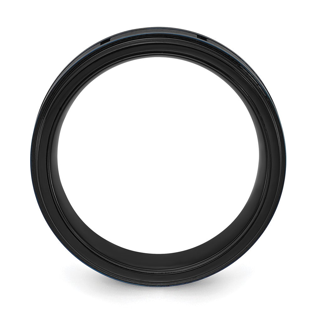 Chisel Titanium Brushed and Polished Black and Blue IP-plated Band