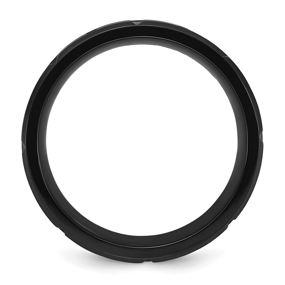 Chisel Titanium Brushed and Polished Black IP-plated Notched Band