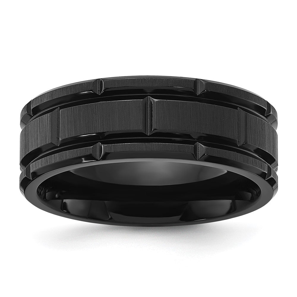Chisel Titanium Brushed and Polished Black IP-plated Notched Band