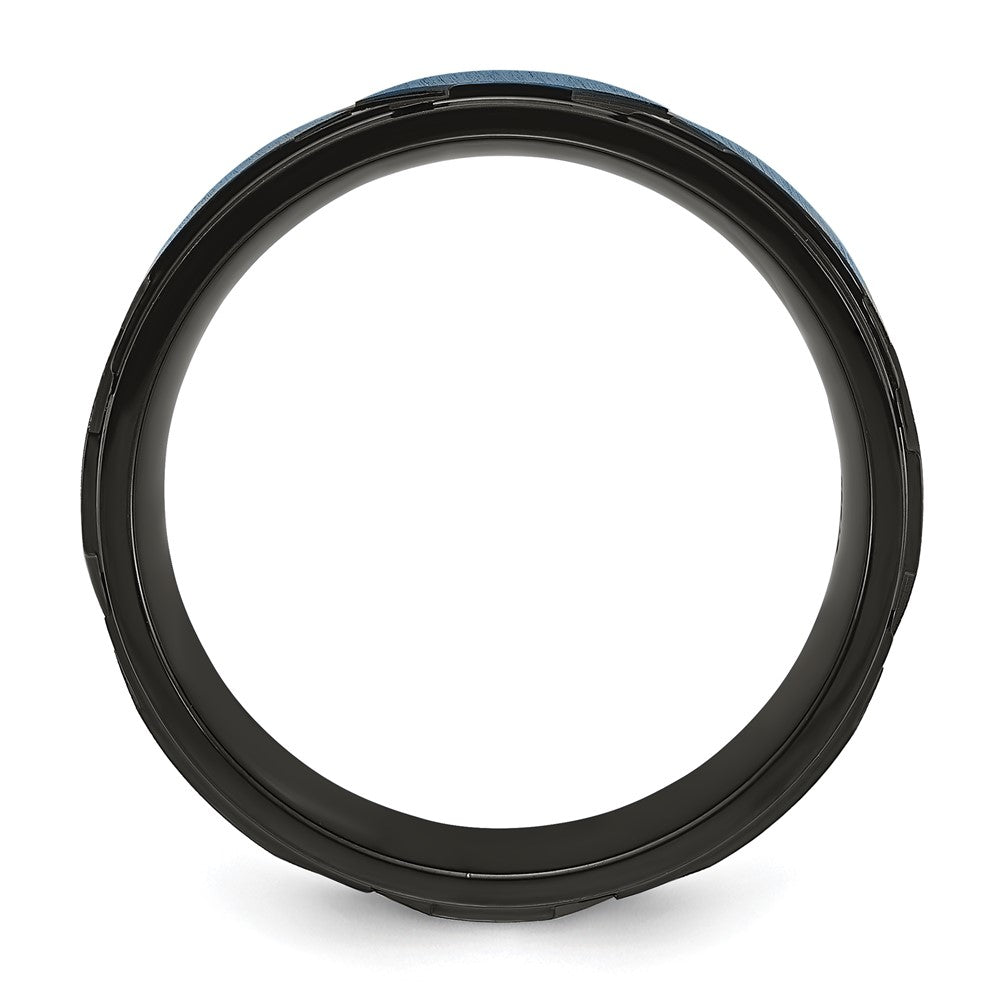 Chisel Titanium Brushed and Polished Black and Blue IP-plated Band