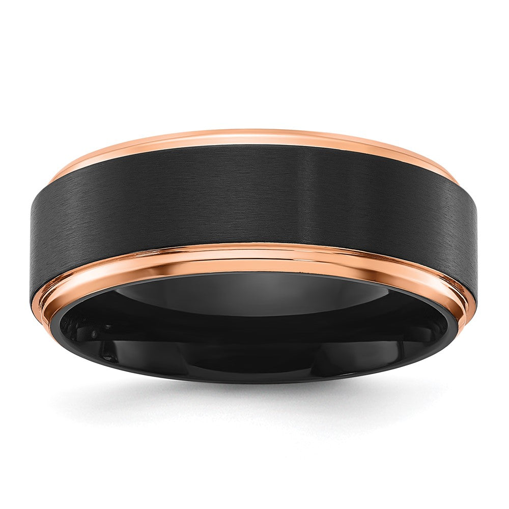 Chisel Titanium with Brushed Center Black and Rose IP-plated Band