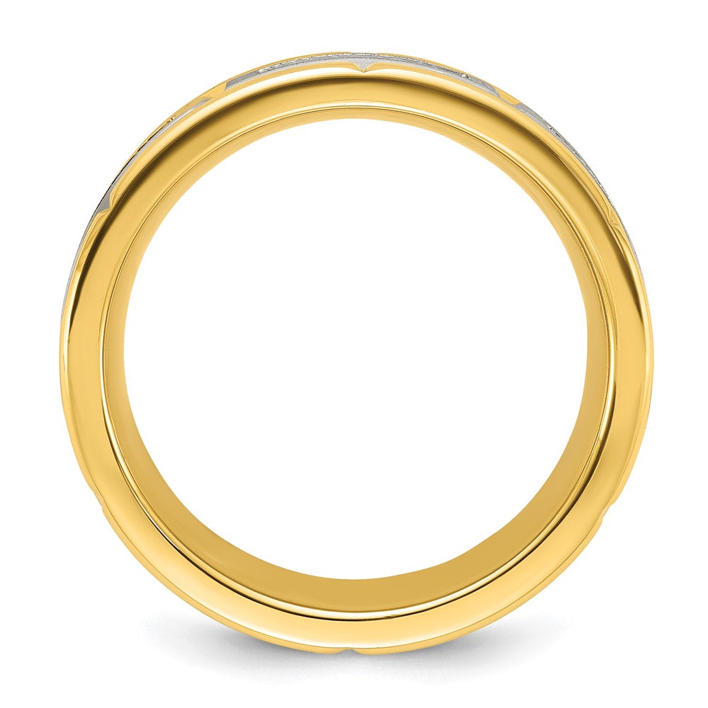 Chisel Titanium Polished with Brushed Center Yellow IP-plated CZ Band
