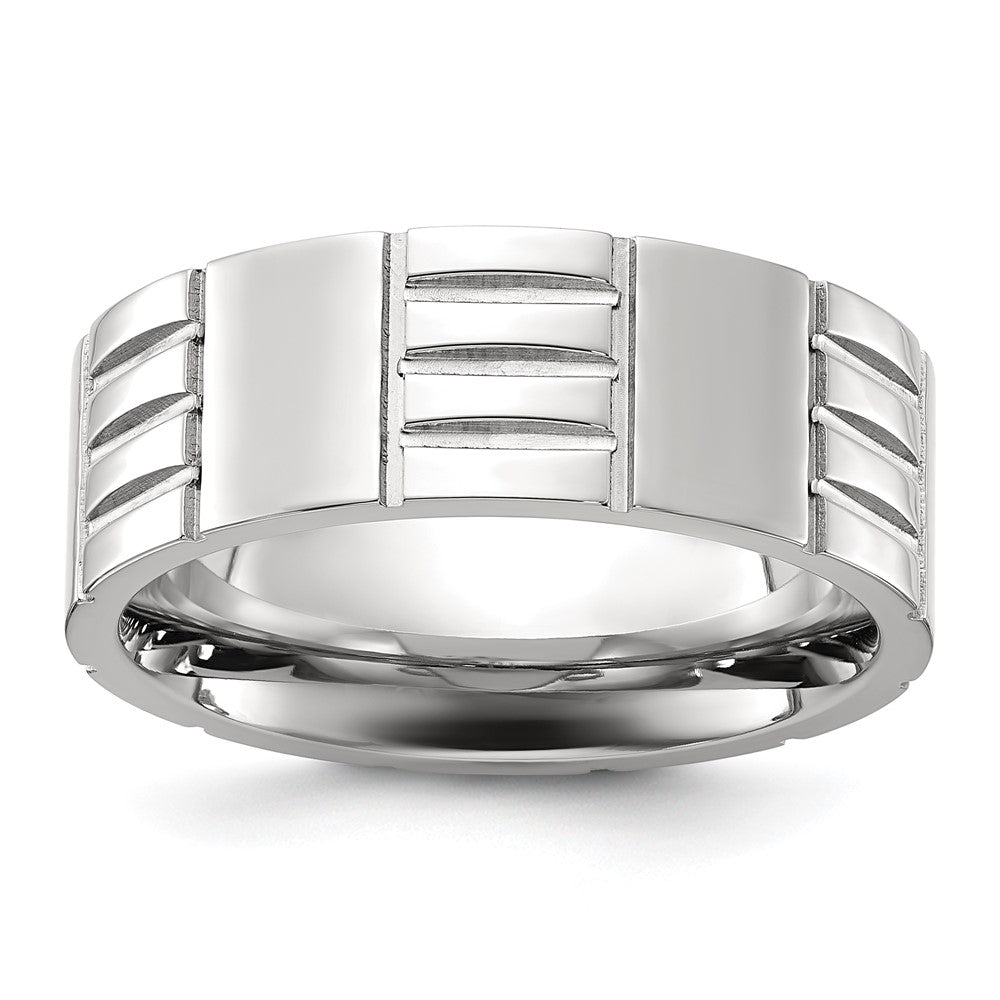 Chisel Titanium Brushed and Polished Grooved Band