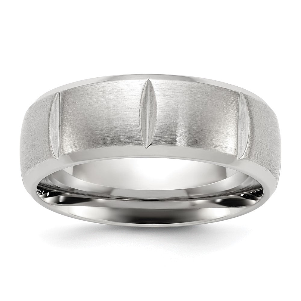 Chisel Titanium Brushed and Polished Grooved Band