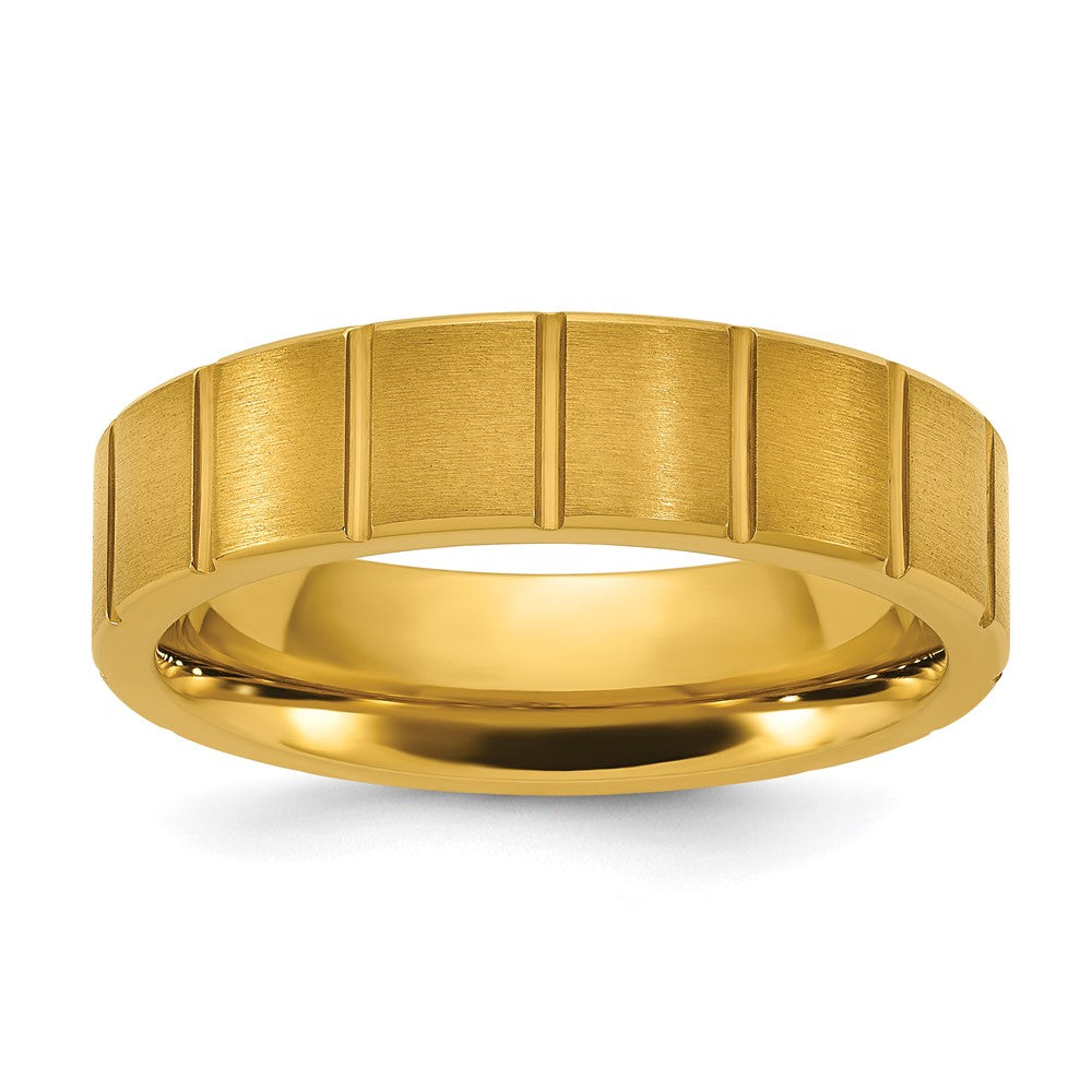 Chisel Titanium Polished Yellow IP-plated Grooved Band