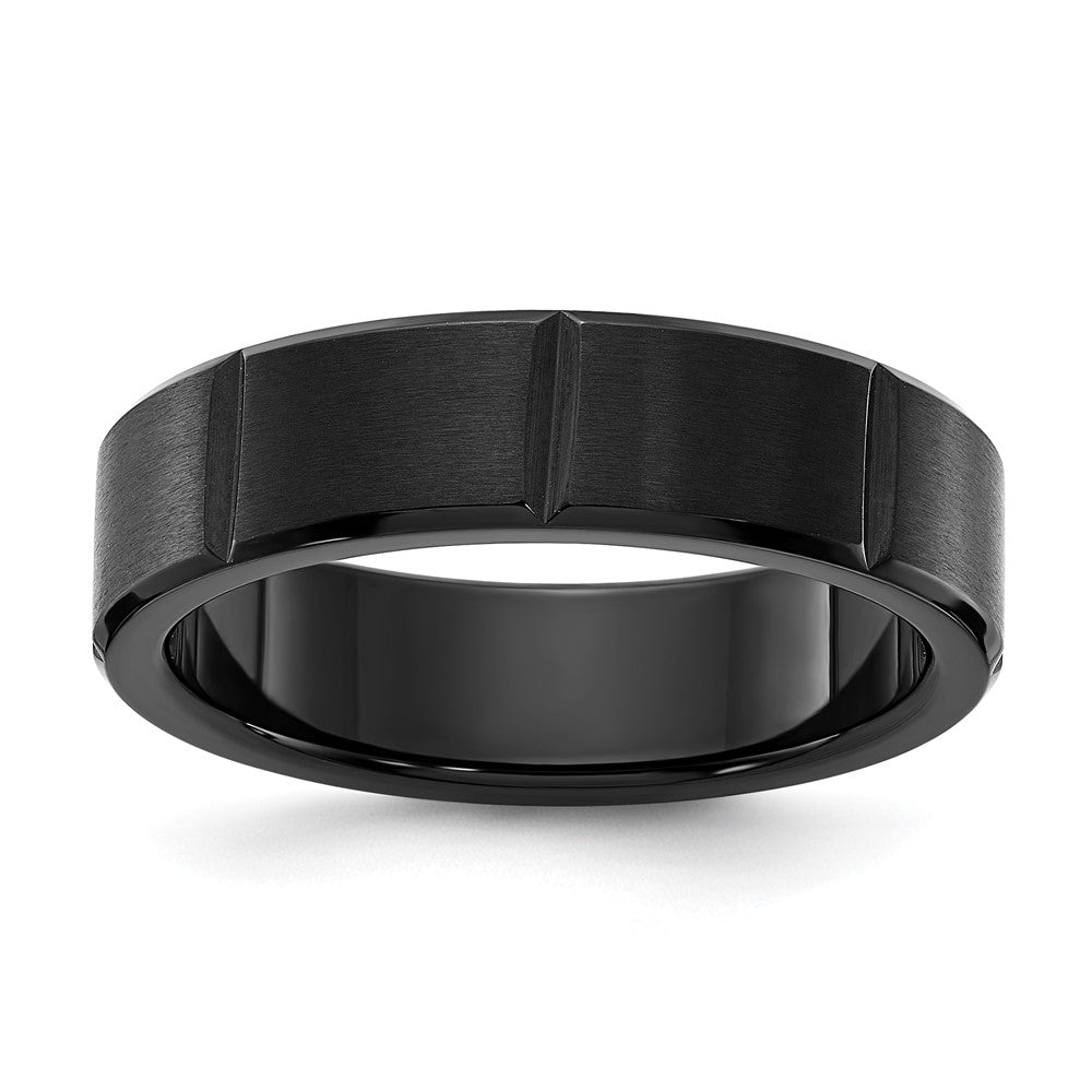 Chisel Titanium Polished Black IP-plated Grooved Band