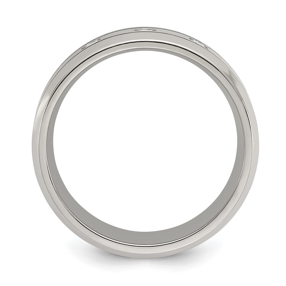 Titanium Brushed and Polished with CZ Band