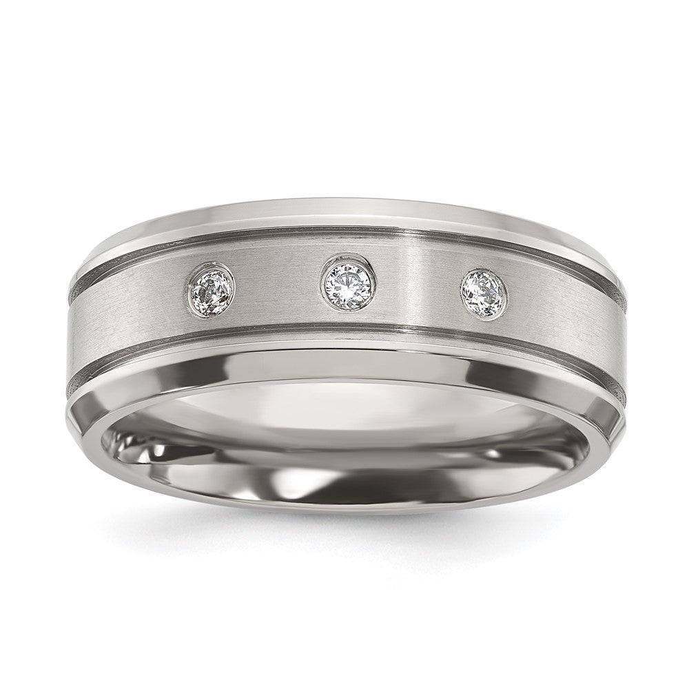 Titanium Brushed and Polished with CZ Band