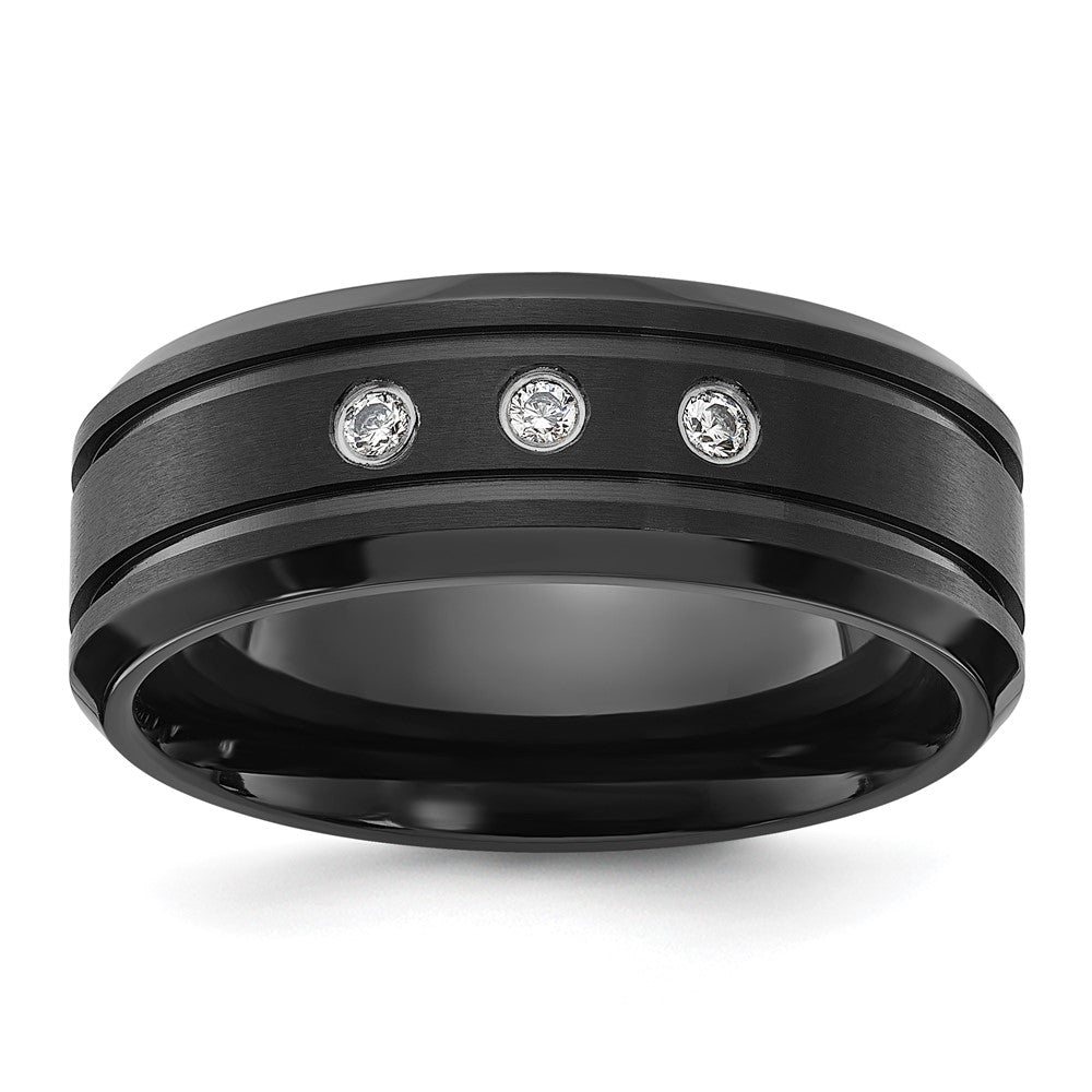 Chisel Titanium Polished Black IP-plated CZ Band