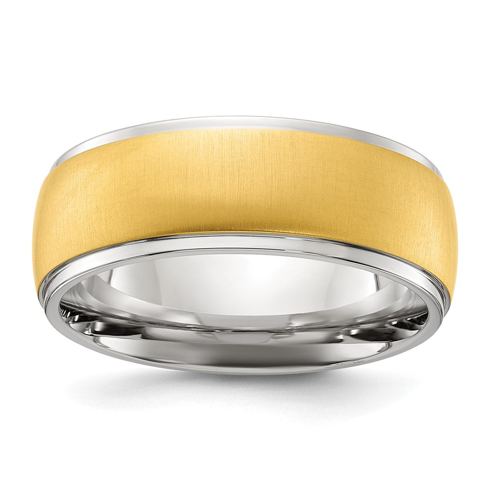 Chisel Titanium Polished with Brushed Yellow IP-plated Center Band