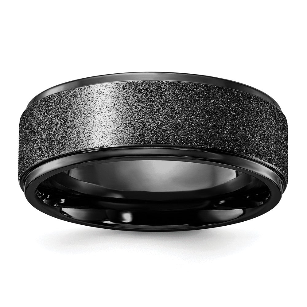 Chisel Titanium Polished Laser-cut Center Black IP-plated Band