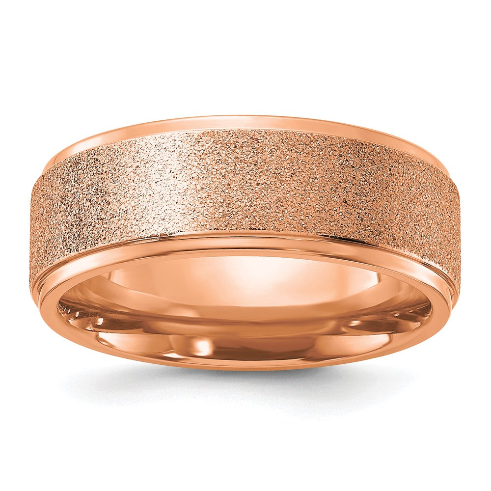 Chisel Titanium Polished Laser-cut Center Rose IP-plated Band