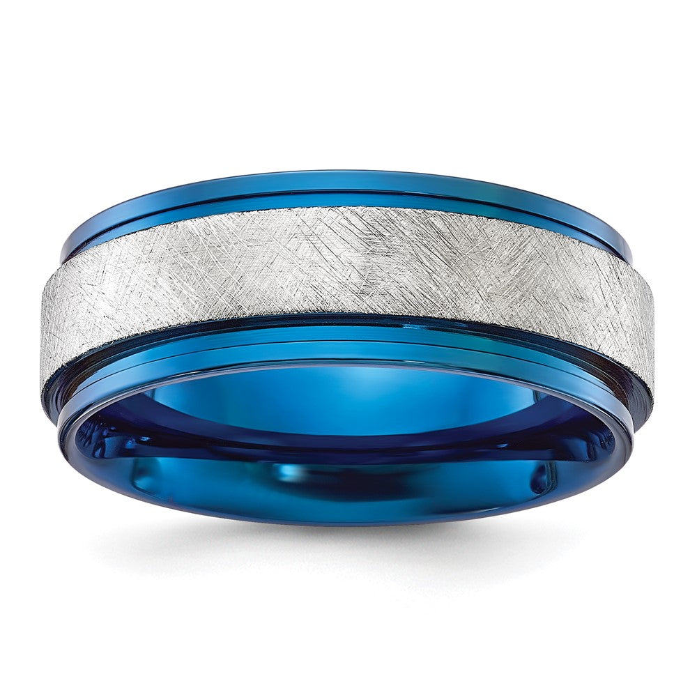 Chisel Titanium Polished with Brushed Center Blue IP-plated Band