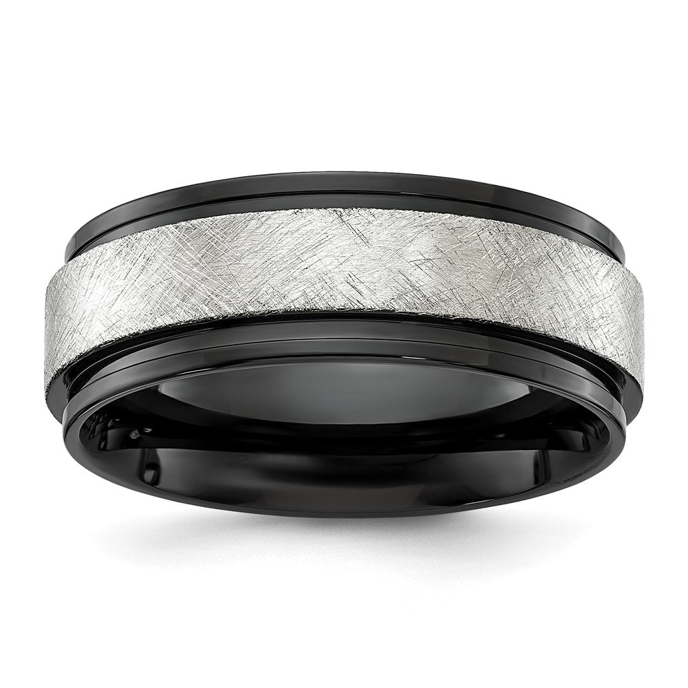 Chisel Titanium Polished with Brushed Center Black IP-plated Band