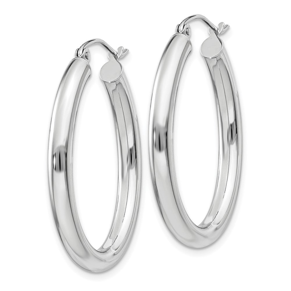 14k White Gold 3.5x Polished Oval Tube Hoop Earrings