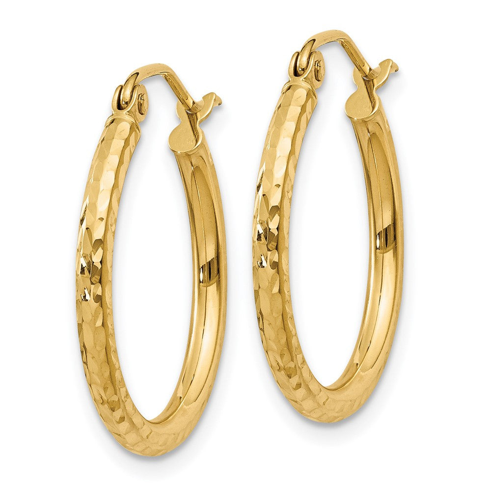 14k 2x Diamond-cut Round Tube Hoop Earrings