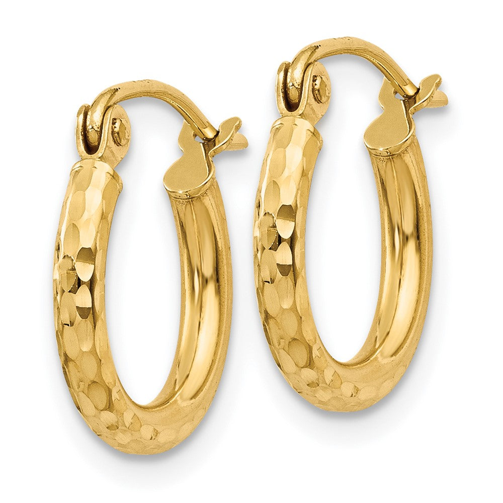 14k Diamond-cut Round Tube Hoop Earrings