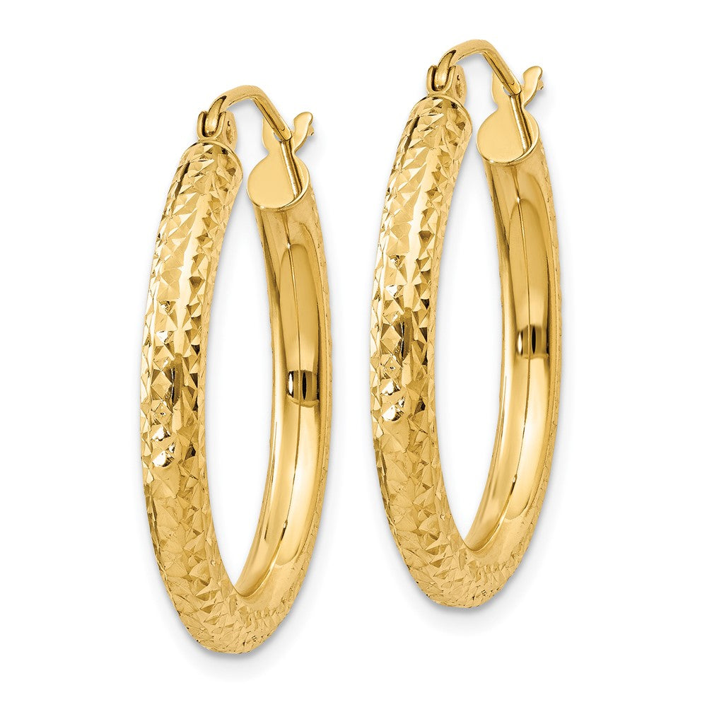14k 3x Diamond-cut Round Tube Hoop Earrings