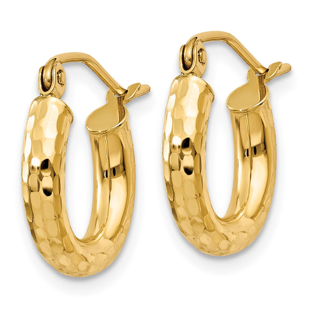 14k Diamond-cut Round Hoop Earrings