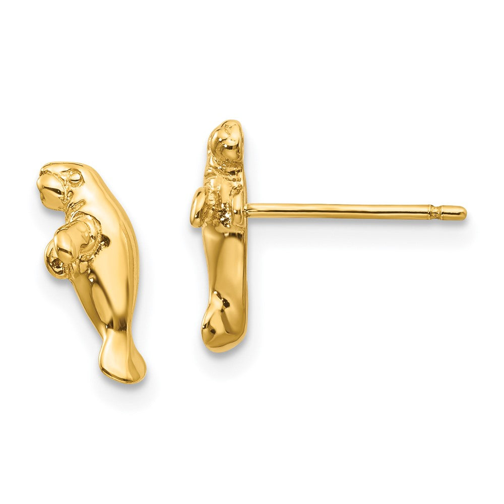 14k Mini Manatee Post Earrings