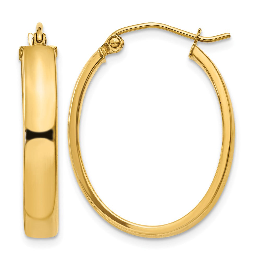 14k 4x Lightweight Oval Tube Hoop Earrings