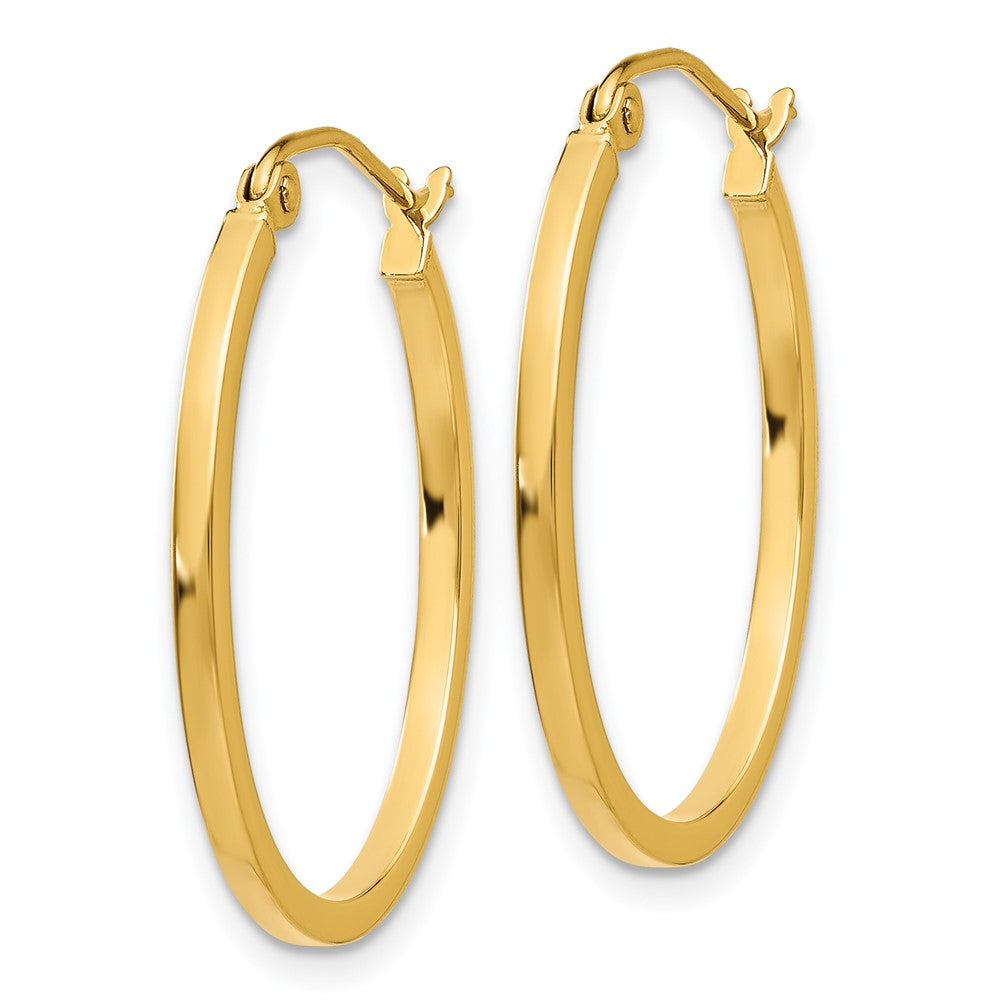 14k 1.5x Lightweight Fancy Oval Tube Hoop Earrings
