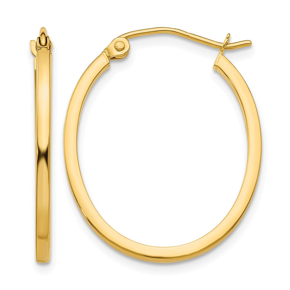 14k 1.5x Lightweight Fancy Oval Tube Hoop Earrings