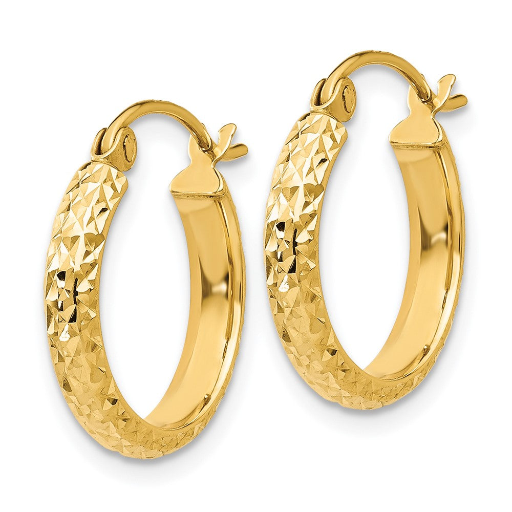 14K Diamond-cut 2.8x Hollow Hoop Earrings