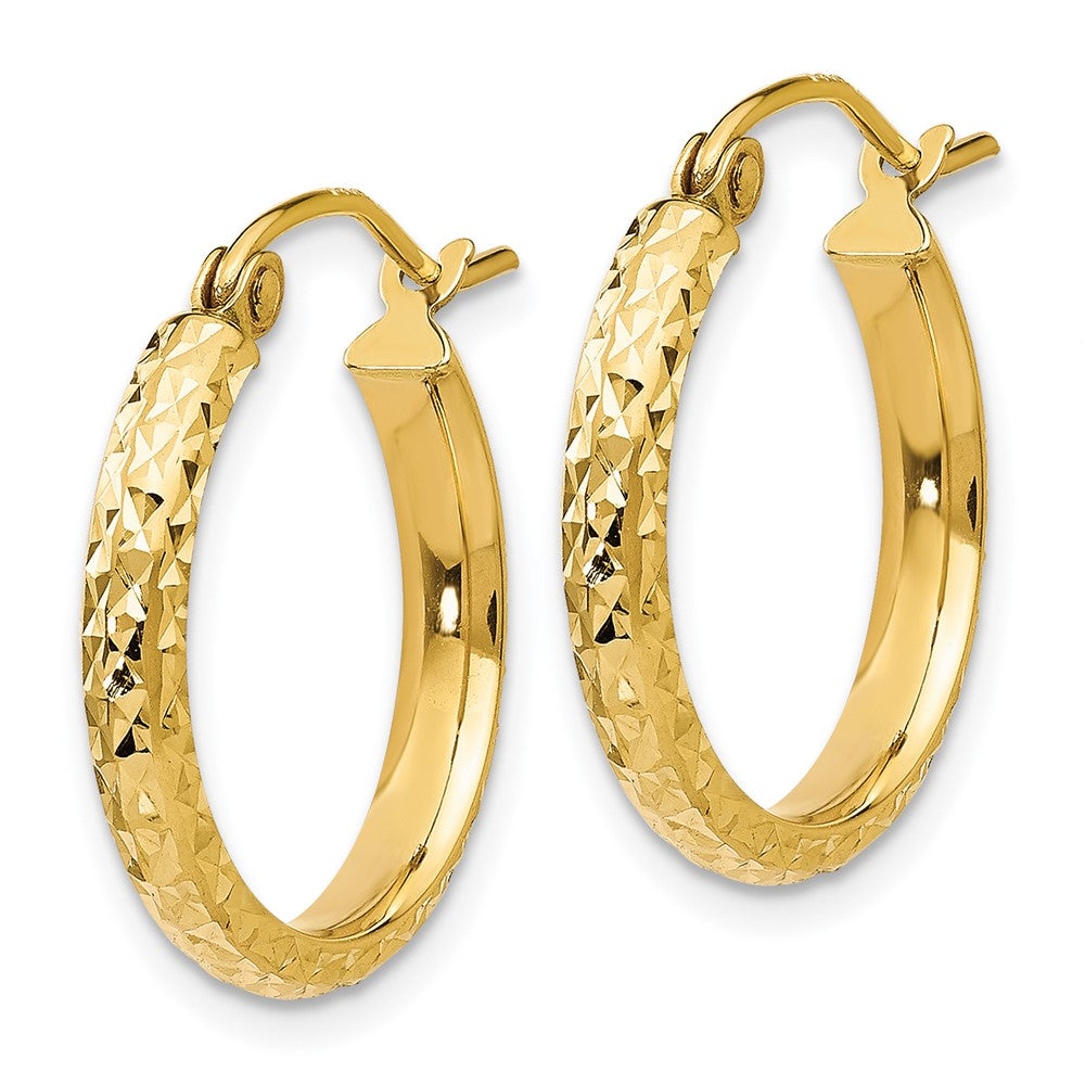 14K 2.8x Diamond-cut Tube Hoop Earrings