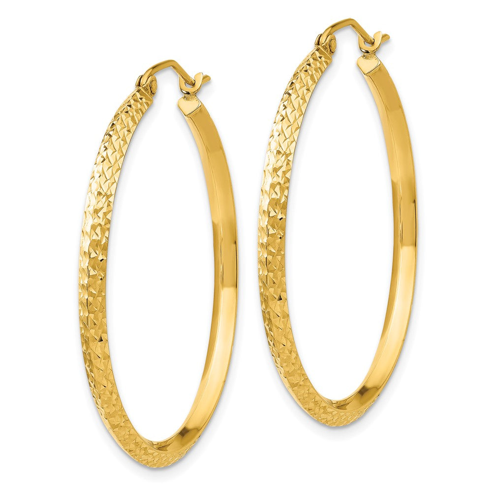 14K 2.5x Knife-Edge Diamond-cut Tube Hoop Earrings