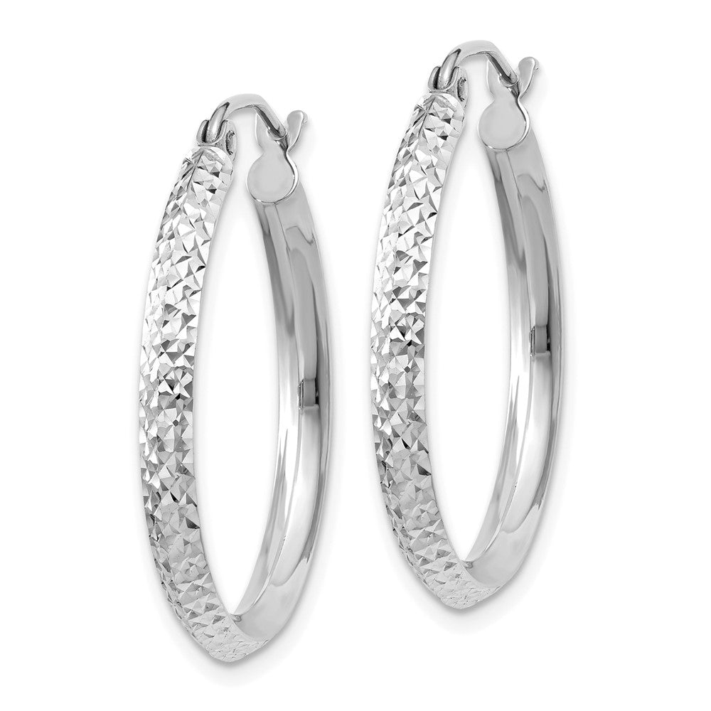 14K White Gold 2.5x Knife-Edge Diamond-cut Tube Hoop Earrings