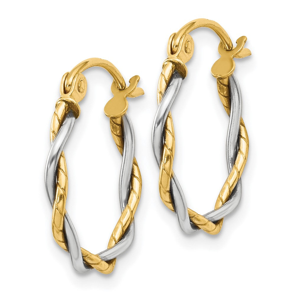 14K Two-Tone Polished Twisted Hoop Earrings