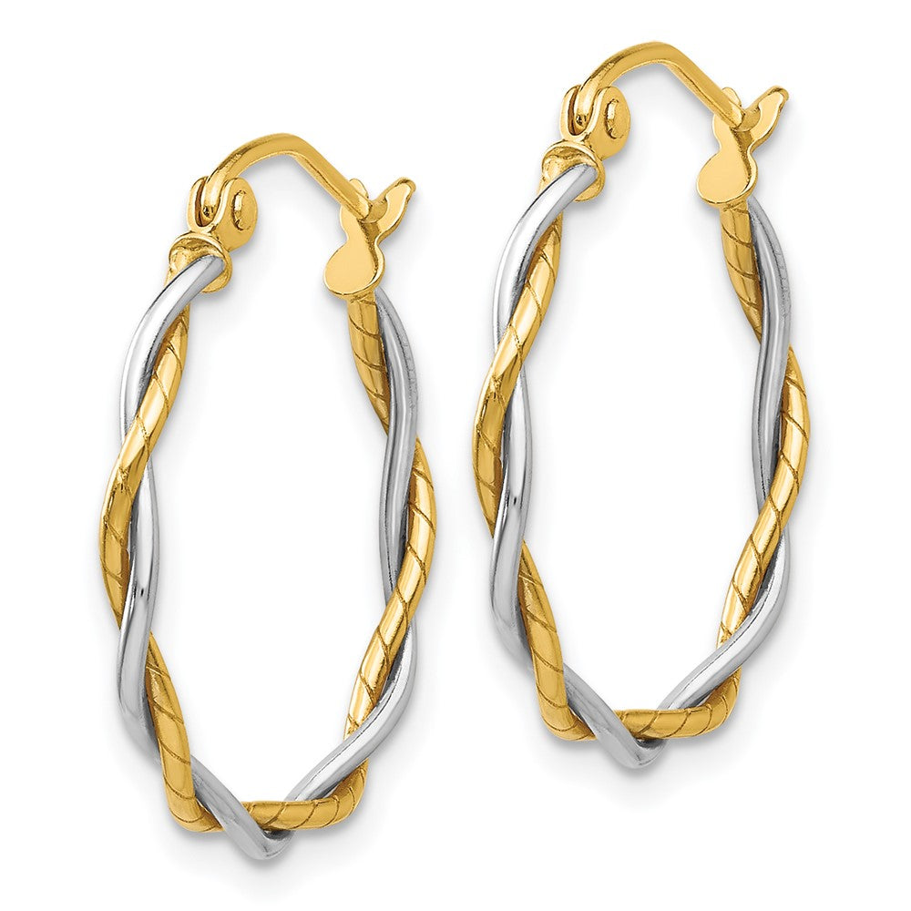14k Two-tone Polished Twisted Hoop Earrings