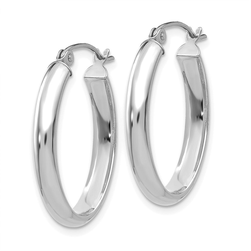 14k White Gold Polished Oval Hoop Earrings