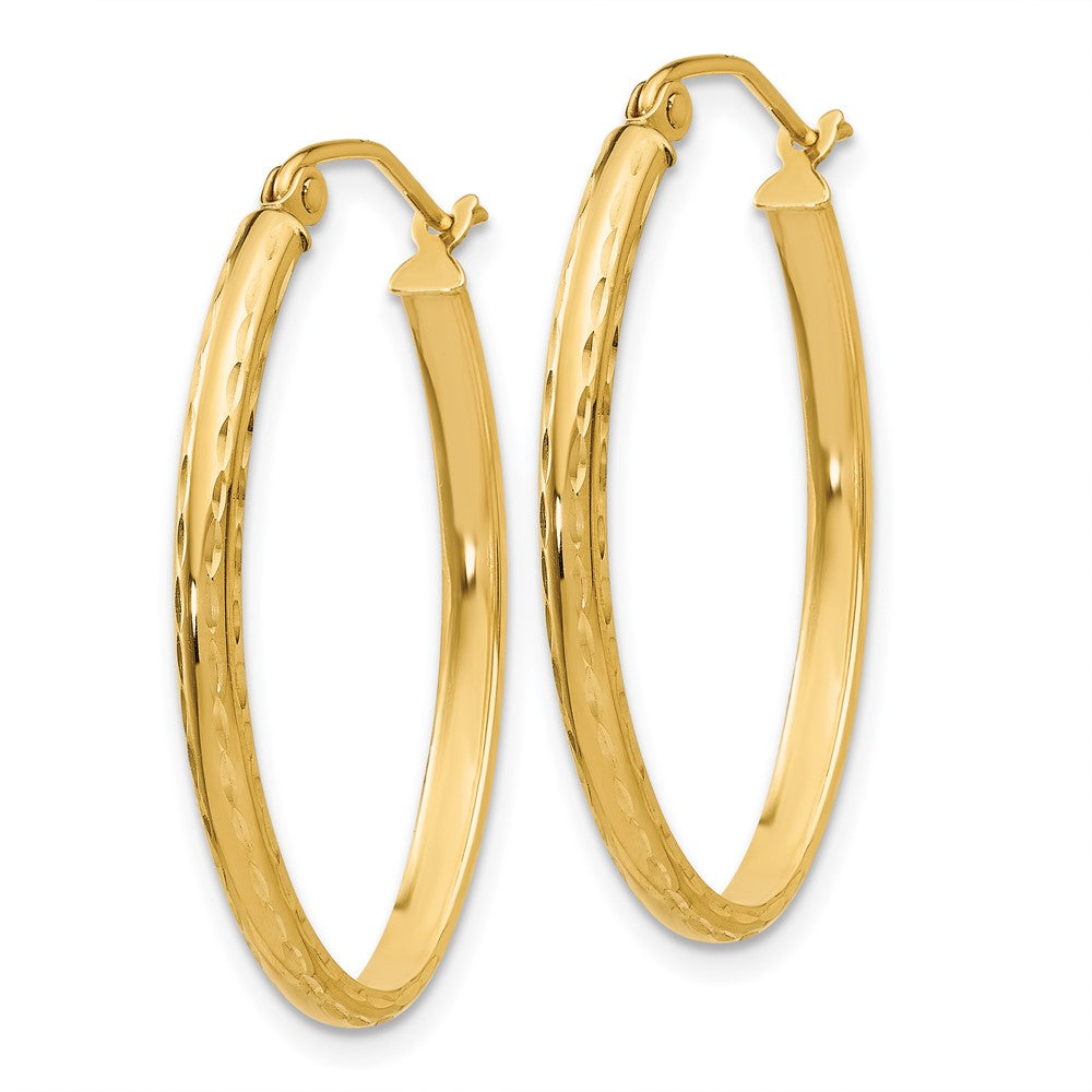 14k 2.5x Lightweight Diamond-cut Oval Tube Hoop Earrings