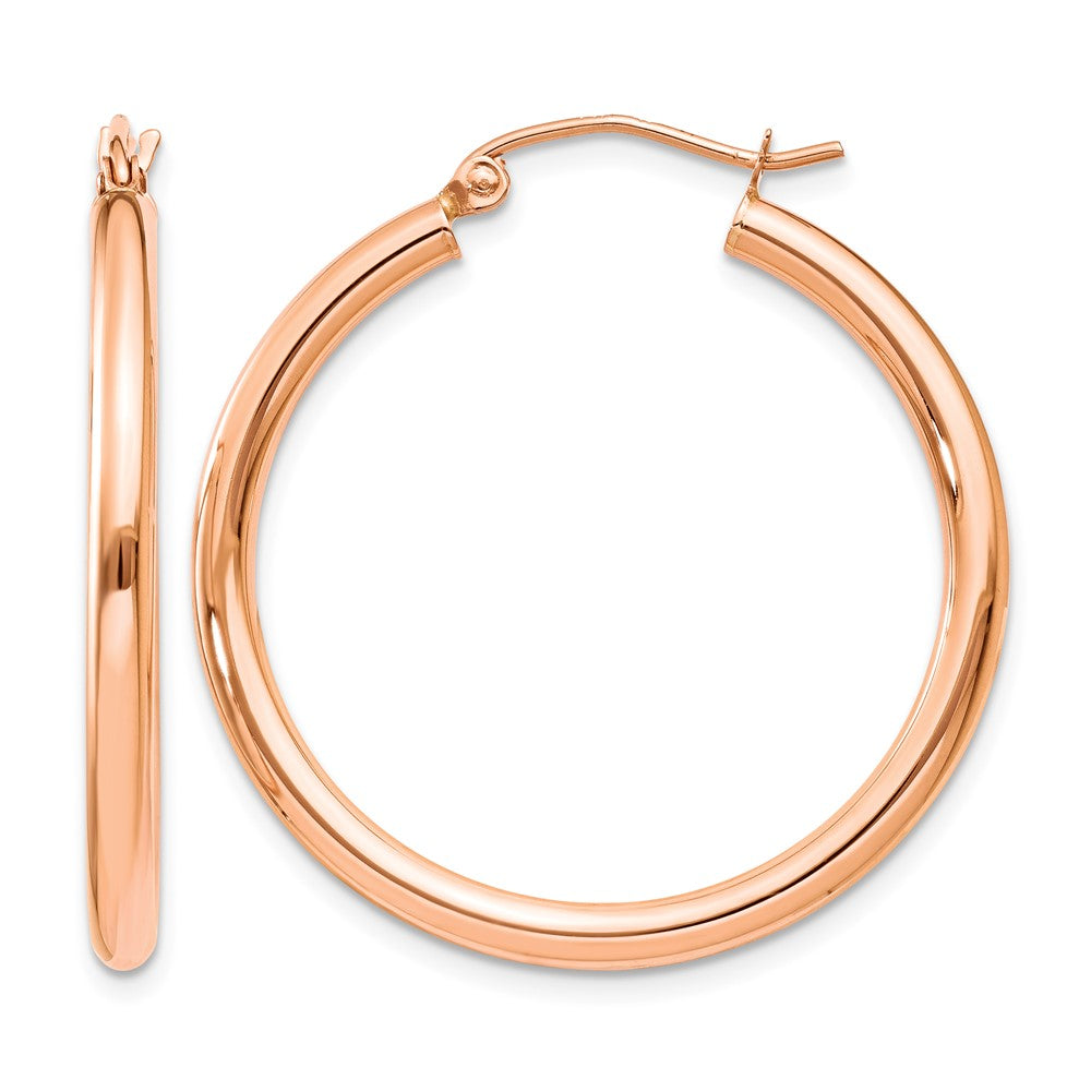 14k Rose Gold 2.5x Polished Lightweight Tube Hoop Earrings