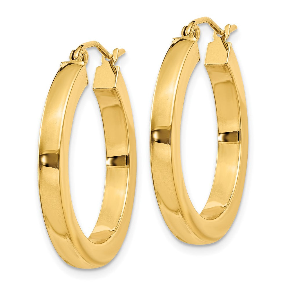 14k 3x Polished Square Tube Hoop Earrings