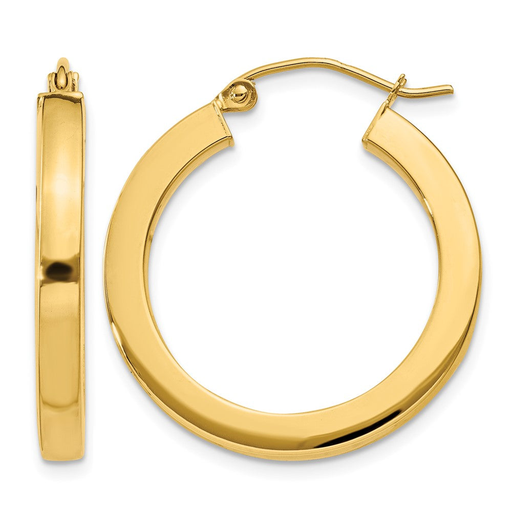 14k 3x Polished Square Tube Hoop Earrings