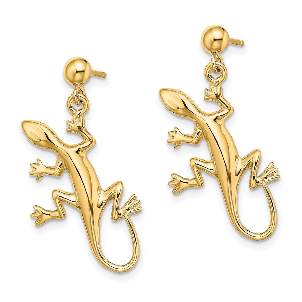 14K Polished Gecko Dangle Earrings