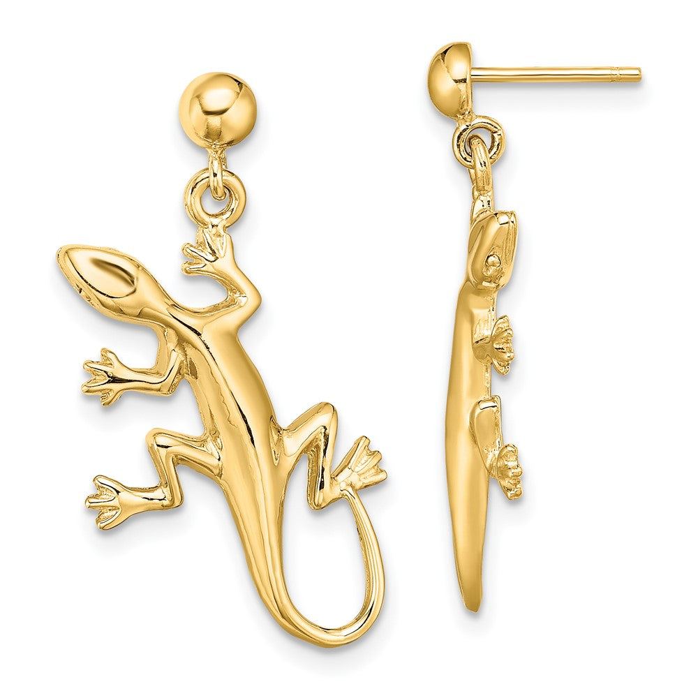 14K Polished Gecko Dangle Earrings