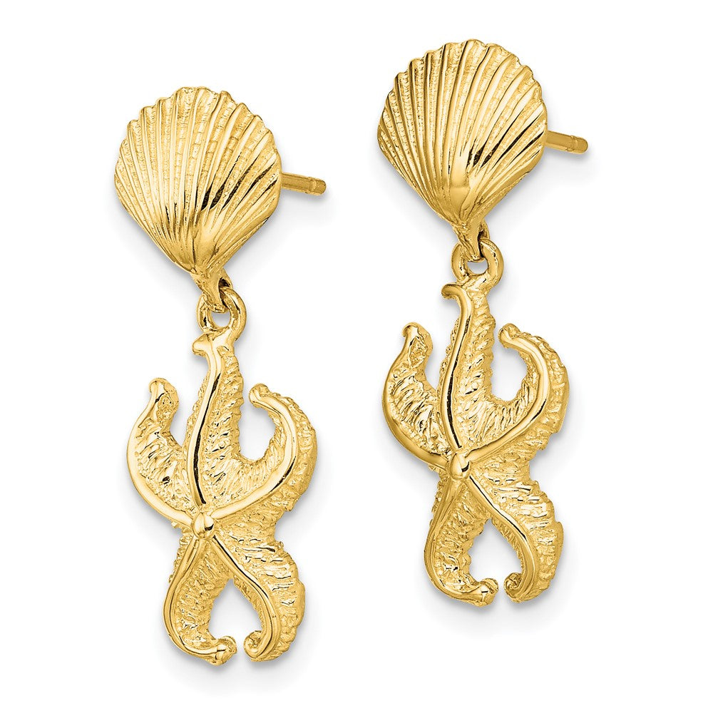 14K Shell/Starfish Dangle Earrings