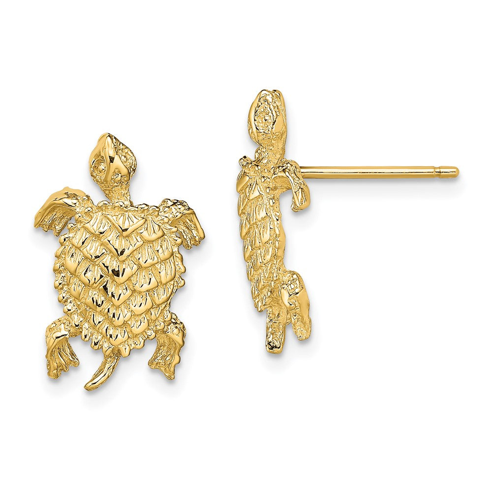 14K Land Turtle Textured Post Earrings