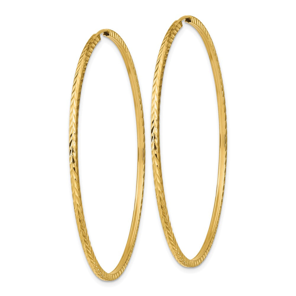 14k 1.35x Diamond-cut Square-Tube Endless Hoop Earrings