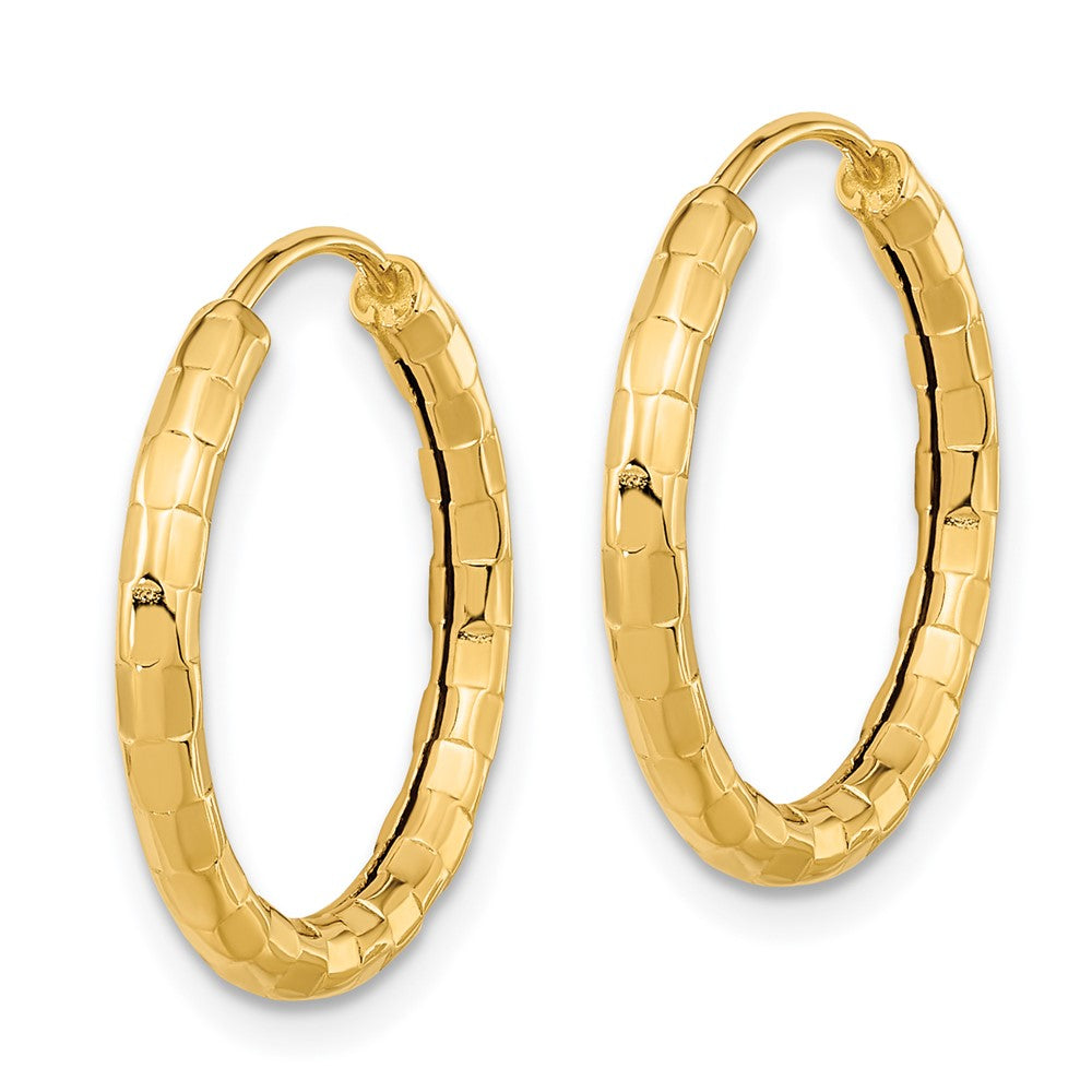 14k Gold Polished Faceted Hoop Earrings