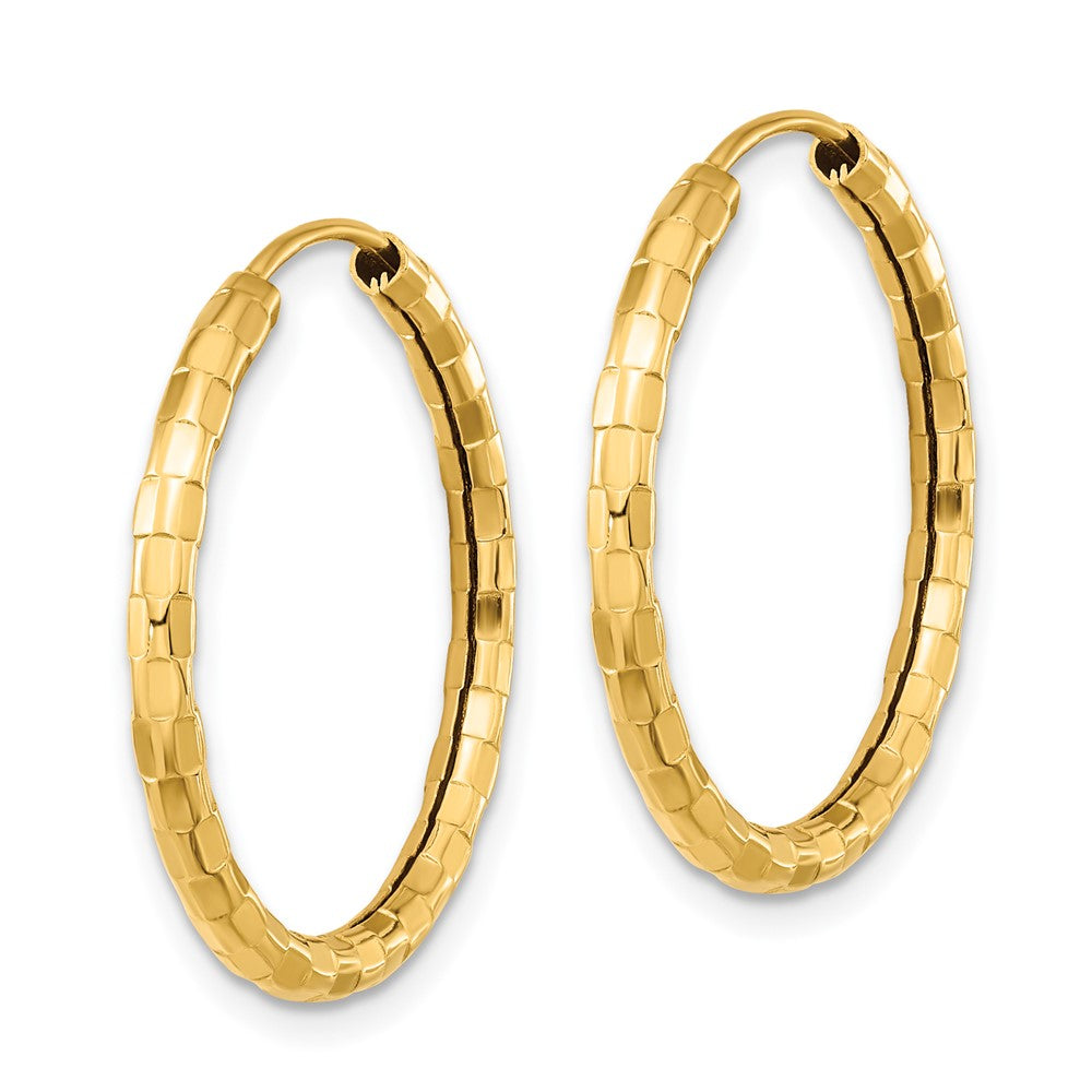 14k 2.5x Polished Faceted Tube Hoop Earrings